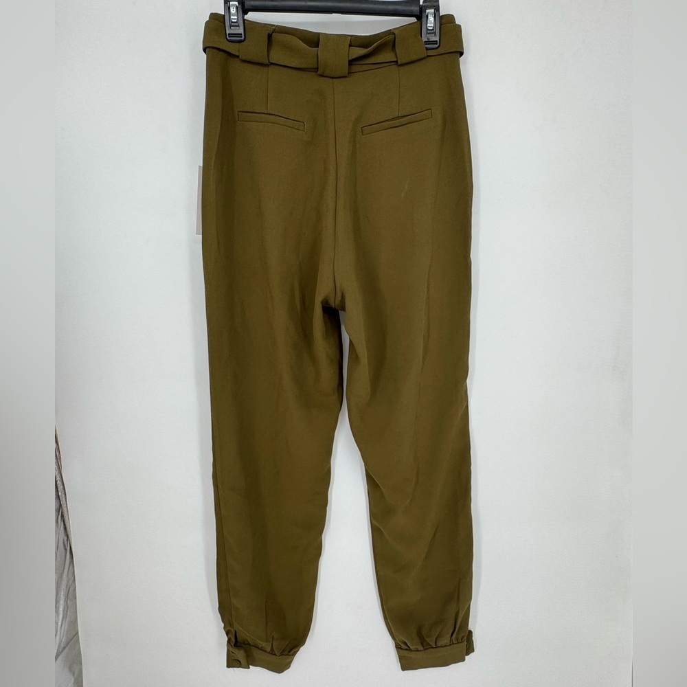 Torn by Ronny Kobo NWT Olive Green Pleated Trousers with Cuffed hem - Picture 2 of 5
